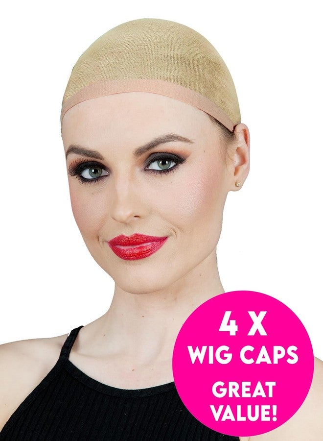 ALLAURA 4 pieces (Nude) Stocking Wig Caps Stretchy Nylon Wig Caps for Women - Liner Weaving Caps for Women, Men, Stocking Wig Cap for Halloween Cosplay - Image 2